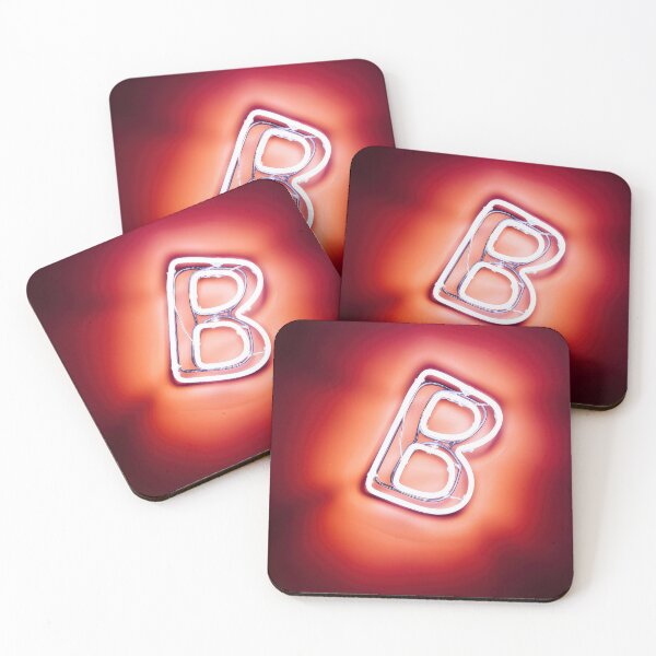 Item preview, Glowing Neon Letter B on Red Background – Modern Luminous Typography Art designed and sold by Grafititee.