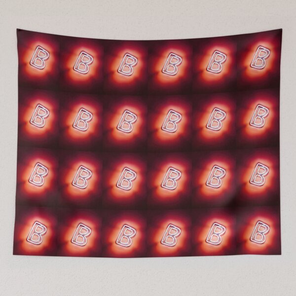 Item preview, Glowing Neon Letter B on Red Background – Modern Luminous Typography Art designed and sold by Grafititee.