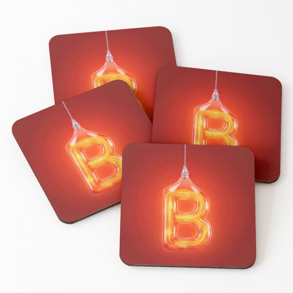 Item preview, Glowing Neon Letter B on Red Background – Modern Luminous Typography Art designed and sold by Grafititee.