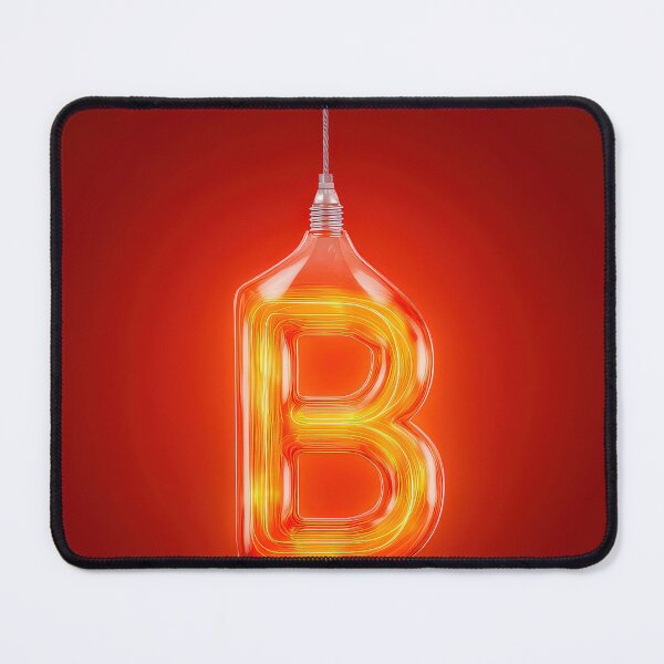 Item preview, Glowing Neon Letter B on Red Background – Modern Luminous Typography Art designed and sold by Grafititee.