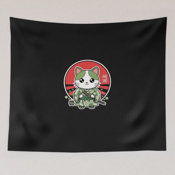 Item preview, Lucky Samurai Cat St Patrick’s Day – Cute Japanese Cat  designed and sold by yaginoie.