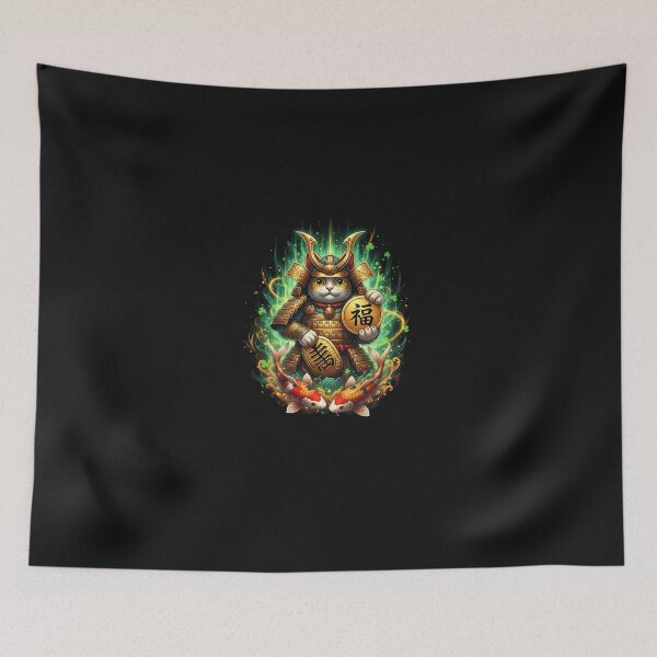Item preview, Lucky Samurai Cat St Patrick’s Day Golden Fortune Art designed and sold by yaginoie.