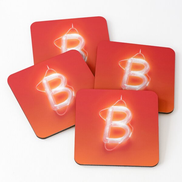 Item preview, Glowing Neon Letter B on Red Background – Modern Luminous Typography Art designed and sold by Grafititee.