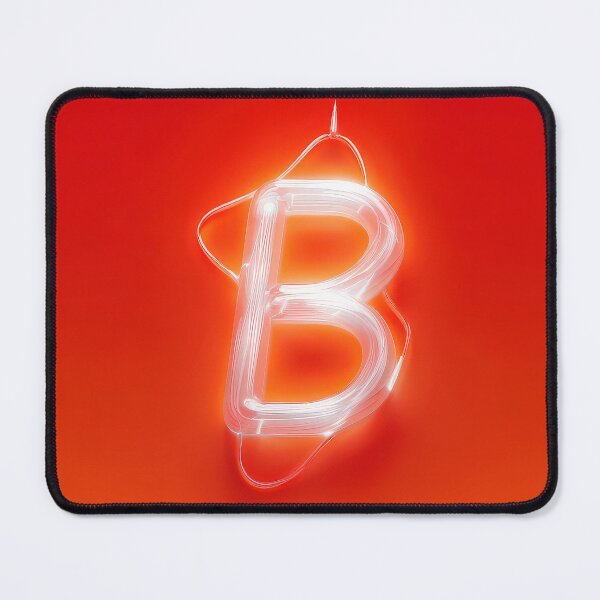 Item preview, Glowing Neon Letter B on Red Background – Modern Luminous Typography Art designed and sold by Grafititee.