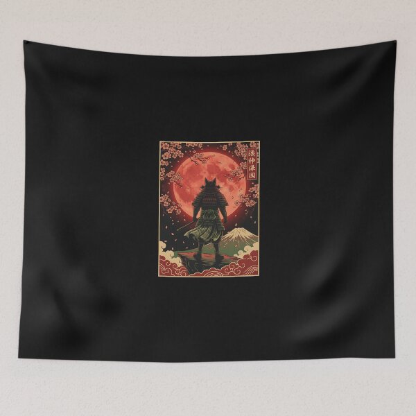 Item preview, Lucky Samurai Cat Red Moon – Japanese Warrior  designed and sold by yaginoie.