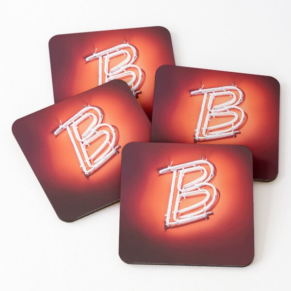 Item preview, Glowing Neon Letter B on Red Background – Modern Luminous Typography Art designed and sold by Grafititee.