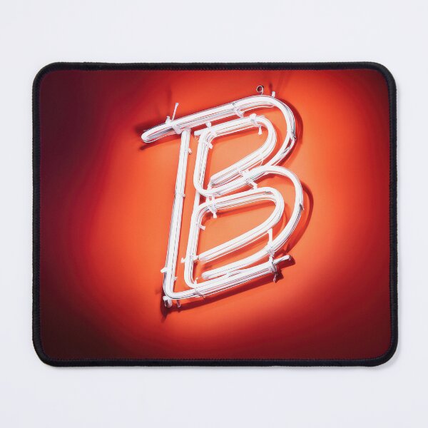 Item preview, Glowing Neon Letter B on Red Background – Modern Luminous Typography Art designed and sold by Grafititee.