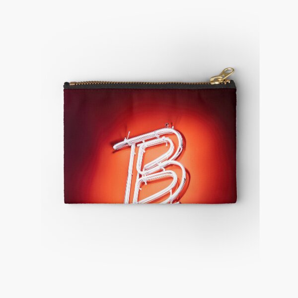 Item preview, Glowing Neon Letter B on Red Background – Modern Luminous Typography Art designed and sold by Grafititee.
