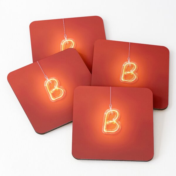 Item preview, Glowing Neon Letter B on Red Background – Modern Luminous Typography Art designed and sold by Grafititee.