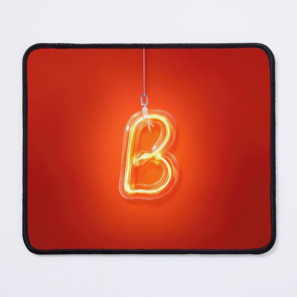 Item preview, Glowing Neon Letter B on Red Background – Modern Luminous Typography Art designed and sold by Grafititee.