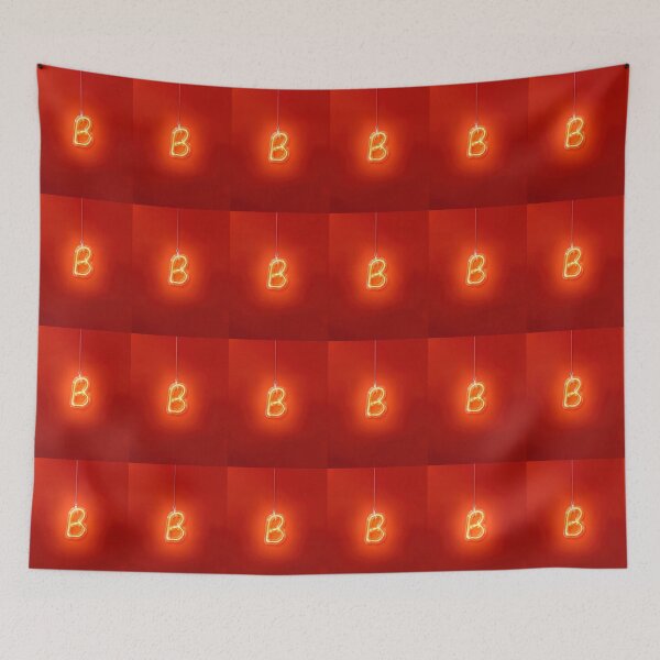 Item preview, Glowing Neon Letter B on Red Background – Modern Luminous Typography Art designed and sold by Grafititee.