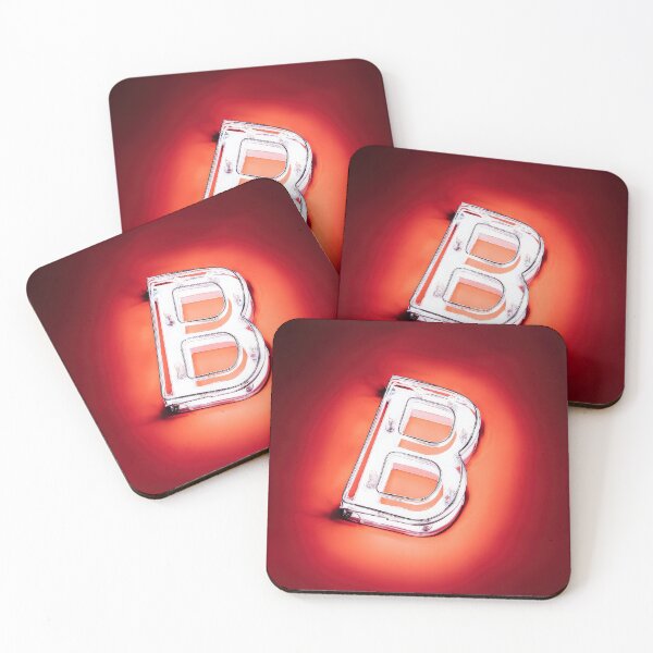Item preview, Glowing Neon Letter B on Red Background – Modern Luminous Typography Art designed and sold by Grafititee.