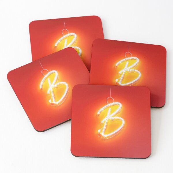 Item preview, Glowing Neon Letter B on Red Background – Modern Luminous Typography Art designed and sold by Grafititee.