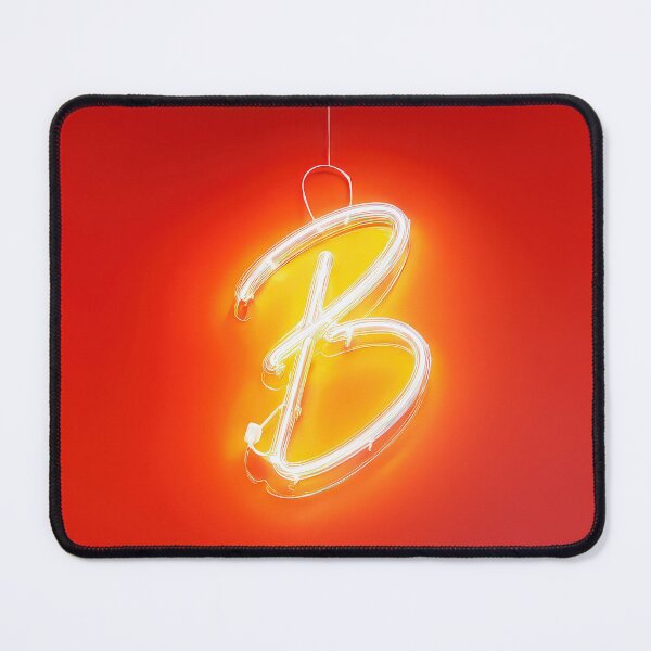 Item preview, Glowing Neon Letter B on Red Background – Modern Luminous Typography Art designed and sold by Grafititee.