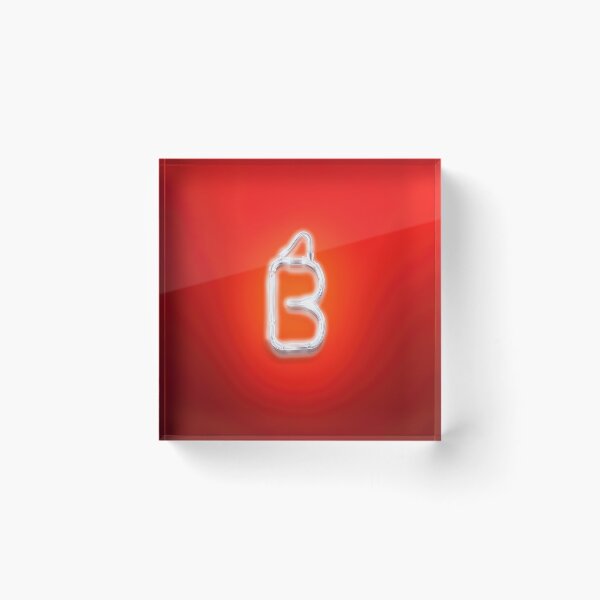 Item preview, Glowing Neon Letter B on Red Background – Modern Luminous Typography Art designed and sold by Grafititee.