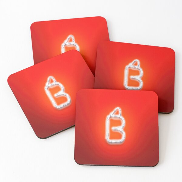 Item preview, Glowing Neon Letter B on Red Background – Modern Luminous Typography Art designed and sold by Grafititee.