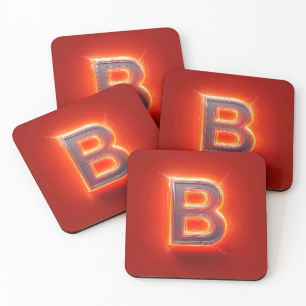 Item preview, Glowing Neon Letter B on Red Background – Modern Luminous Typography Art designed and sold by Grafititee.