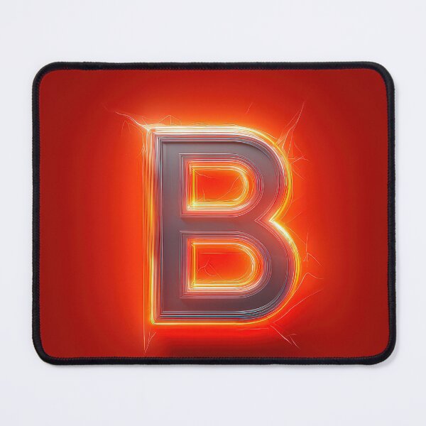 Item preview, Glowing Neon Letter B on Red Background – Modern Luminous Typography Art designed and sold by Grafititee.