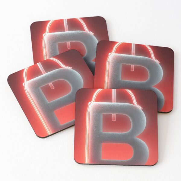 Item preview, Glowing Neon Letter B on Red Background – Modern Luminous Typography Art designed and sold by Grafititee.