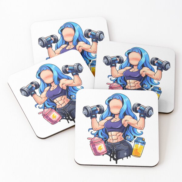 Item preview, Strong Fitness Girl with Dumbbells – Blue Hair Gym Illustration designed and sold by IvannaMoroz.