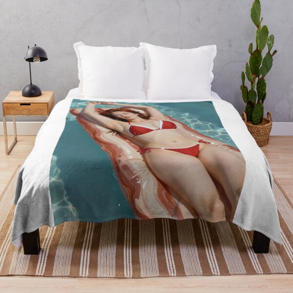 Item preview, Woman in red bikini on bacon float in pool designed and sold by CathryneDelamort.