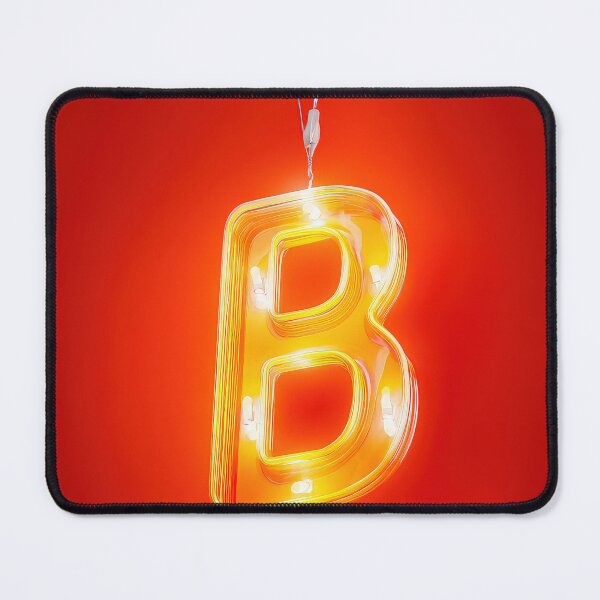 Item preview, Glowing Neon Letter B on Red Background – Modern Luminous Typography Art designed and sold by Grafititee.