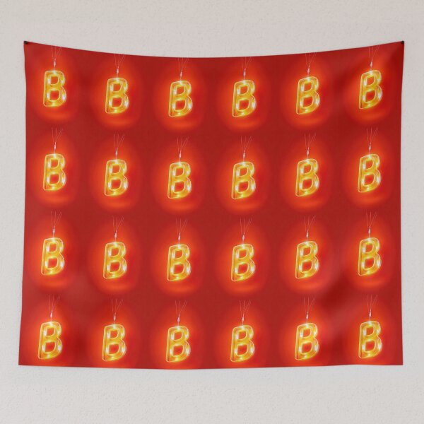 Item preview, Glowing Neon Letter B on Red Background – Modern Luminous Typography Art designed and sold by Grafititee.