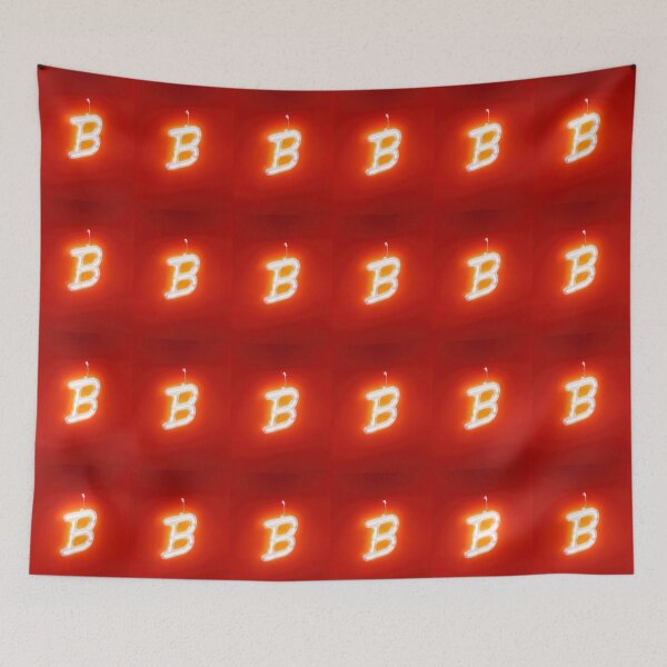 Item preview, Copy of Glowing Neon Letter B on Red Background – Modern Luminous Typography Art designed and sold by Grafititee.