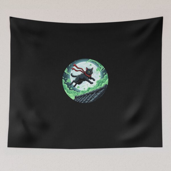 Item preview, Lucky Ninja Cat St Patrick’s Day – Japanese Assassin Cat Tee designed and sold by yaginoie.