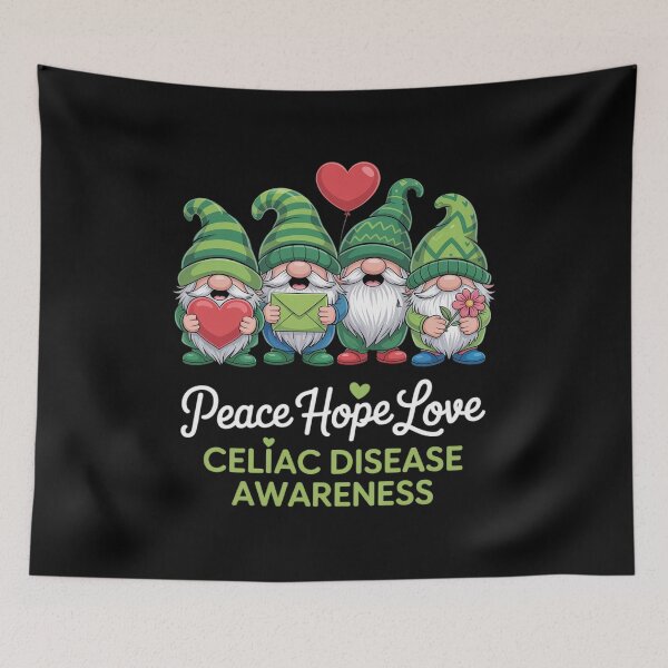 Item preview, Celiac Disease Awareness Cute Gnomes Peace Hope Love designed and sold by KonopikaaArt.