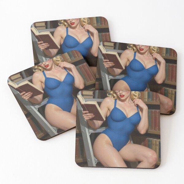 Item preview, Ilya blue swimsuit reading book library ladder designed and sold by CathryneDelamort.