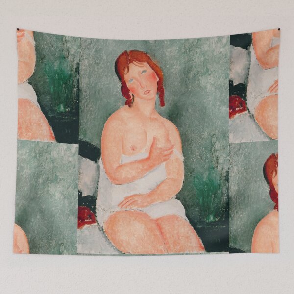 Item preview, Young Woman in a Shirt 1918 by Amedeo Modigliani: Modernist Nude Poster designed and sold by artofuniverse.