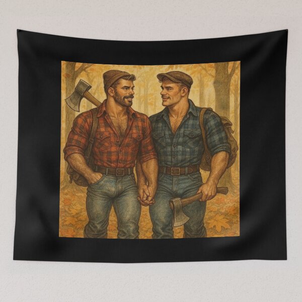 Item preview, Vintage 1940s Woodland Walk Tom of Finland Tribute Lumberjack Bears Graphic Design designed and sold by ItsAKinkThing.
