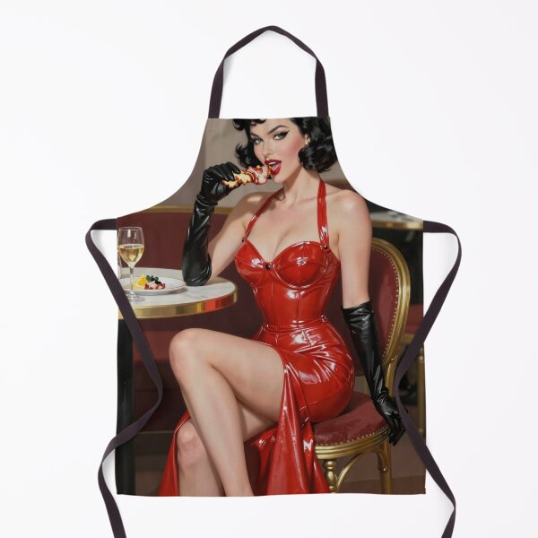 Item preview, Woman in red latex eating bacon designed and sold by CathryneDelamort.