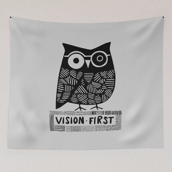 Item preview, Wise Owl with Glasses, Black on Light Grey designed and sold by nikoart001.