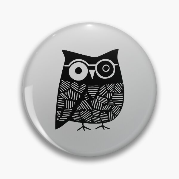 Item preview, Wise Owl with Glasses, Black on Light Grey designed and sold by nikoart001.