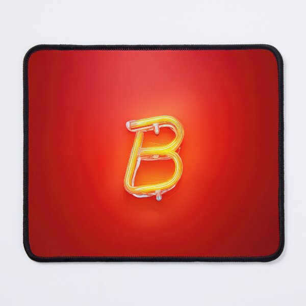 Item preview, Glowing Neon Letter B on Red Background – Modern Luminous Typography Art designed and sold by Grafititee.