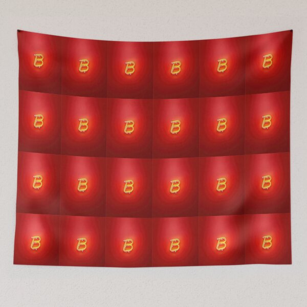 Item preview, Glowing Neon Letter B on Red Background – Modern Luminous Typography Art designed and sold by Grafititee.
