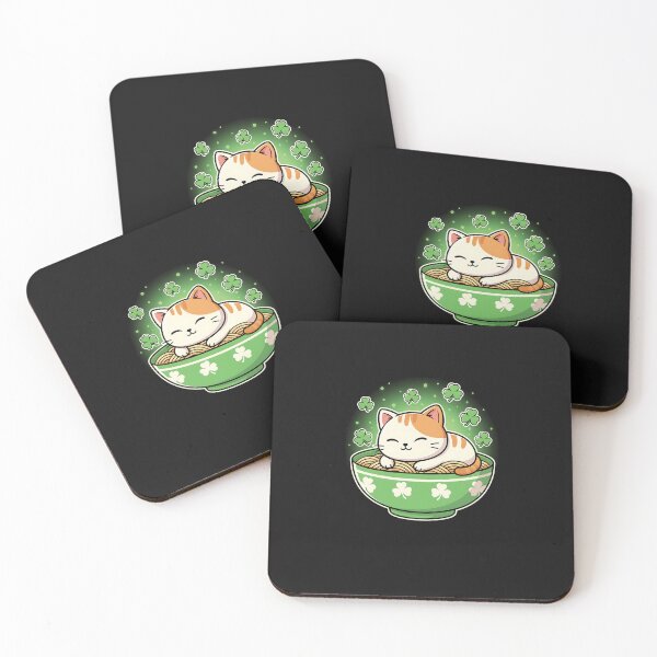 Item preview, Lucky Japanese Sleeping Ramen Cat St Patrick’s Day designed and sold by yaginoie.