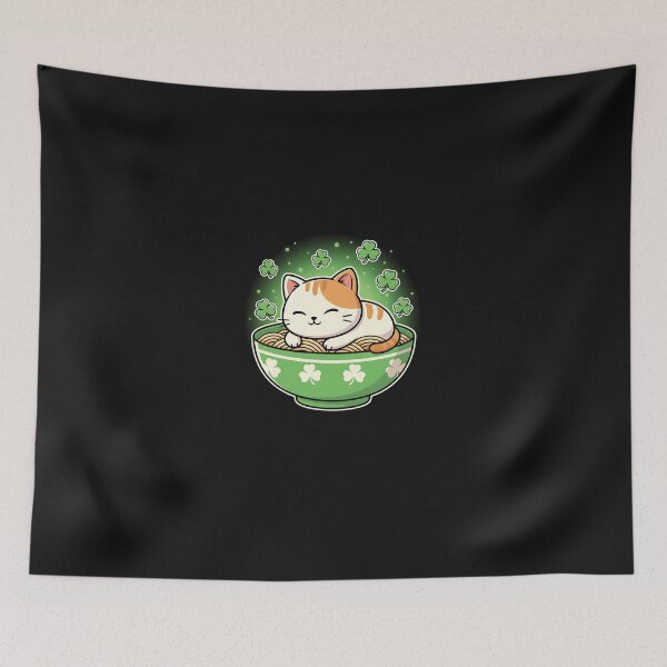 Item preview, Lucky Japanese Sleeping Ramen Cat St Patrick’s Day designed and sold by yaginoie.