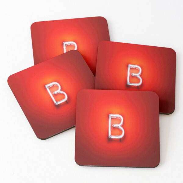 Item preview, Glowing Neon Letter B on Red Background – Modern Luminous Typography Art designed and sold by Grafititee.
