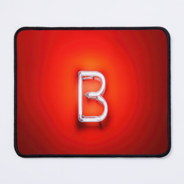 Item preview, Glowing Neon Letter B on Red Background – Modern Luminous Typography Art designed and sold by Grafititee.