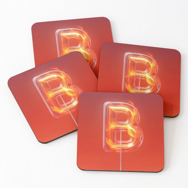 Item preview, Glowing Neon Letter B on Red Background – Modern Luminous Typography Art designed and sold by Grafititee.