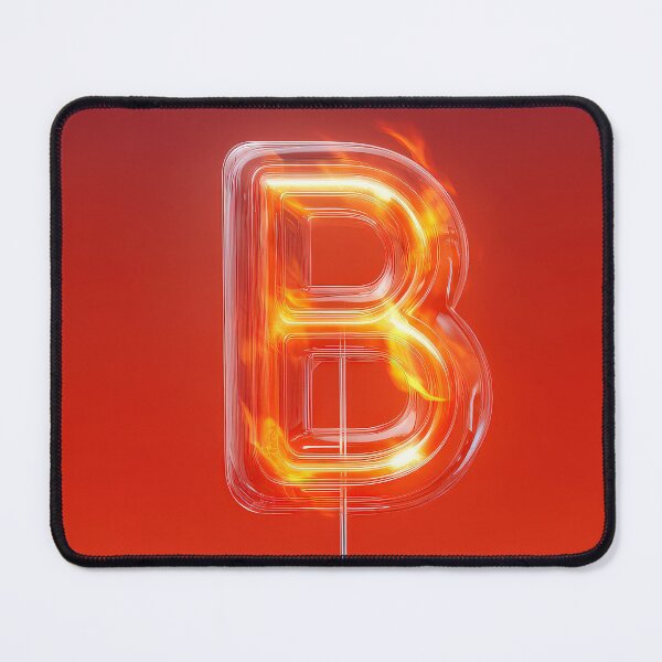 Item preview, Glowing Neon Letter B on Red Background – Modern Luminous Typography Art designed and sold by Grafititee.