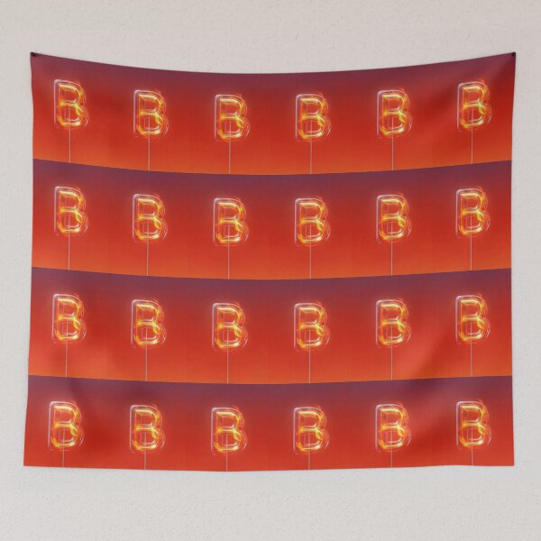 Item preview, Glowing Neon Letter B on Red Background – Modern Luminous Typography Art designed and sold by Grafititee.