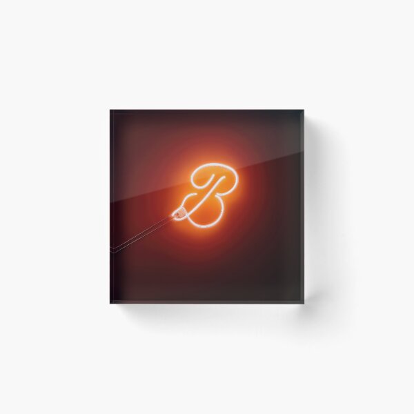 Item preview, Glowing Neon Letter B on Red Background – Modern Luminous Typography Art designed and sold by Grafititee.