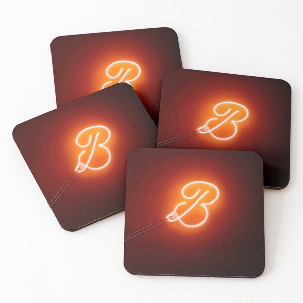Item preview, Glowing Neon Letter B on Red Background – Modern Luminous Typography Art designed and sold by Grafititee.