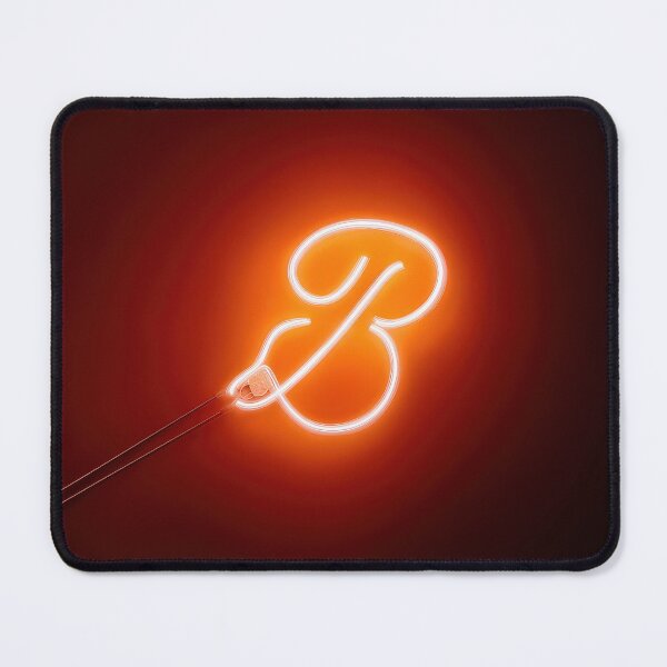 Item preview, Glowing Neon Letter B on Red Background – Modern Luminous Typography Art designed and sold by Grafititee.