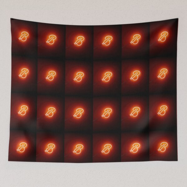 Item preview, Glowing Neon Letter B on Red Background – Modern Luminous Typography Art designed and sold by Grafititee.