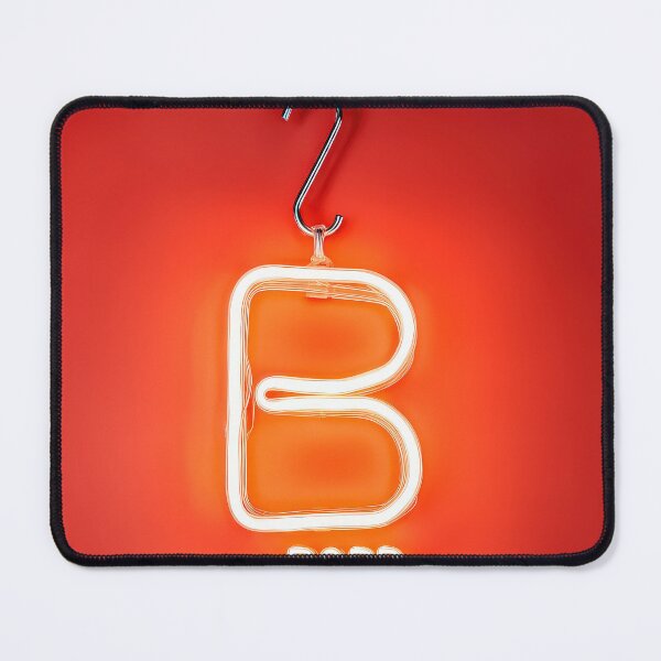 Item preview, Glowing Neon Letter B on Red Background – Modern Luminous Typography Art designed and sold by Grafititee.
